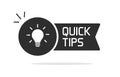 Quick tips icon vector pictogram simple black white glyph symbol clipart graphic illustration, help hint advice info label tag