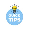 Quick tips with light bulb icon. Royalty Free Stock Photo