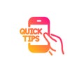 Quick tips on phone icon. Helpful tricks sign. Vector