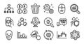 Quick tips, Restructuring and Swipe up line icons set. Vector