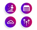 Quick tips, Stats and Servers icons set. Swipe up sign. Helpful tricks, Business analysis, Big data. Vector