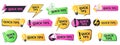 Quick tips, tricks and solutions logos, helpful advice emblems. Useful idea, problem solution and suggestions logos vector