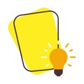 Quick tips yellow with banners information, tip and trick icon illustration. Abstract text idea, lightbulb or solution light bulb