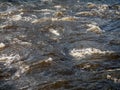 Quick water flow in a river, Nature background. Selective focus