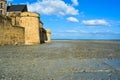 Quicksands near the walls of island Mont Saint-Michel, Normandy, France Royalty Free Stock Photo