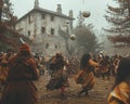 Quidditch players in a mock game