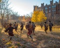 Quidditch players in a mock game