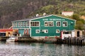 Quidi Vidi, Newfoundland - June 24, 2019 : Brewery right on the water in a small fishing village.