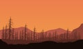 A quiet afternoon in the countryside with incredible mountain views at dusk. Vector illustration