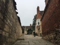 Quiet back street leading up to Lincoln Cathedral Royalty Free Stock Photo