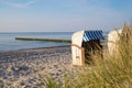 Quiet Baltic Sea beach with beach chairs Royalty Free Stock Photo