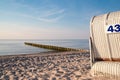 Quiet Baltic Sea beach with beach chairs Royalty Free Stock Photo