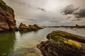 A quiet rocky bay in the Irish Sea in the coastal town of Dunmore East, County Waterford, Ireland Royalty Free Stock Photo