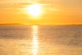 Quiet beautiful golden sunset on the sea. Summer nature background Royalty Free Stock Photo