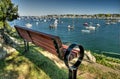 Quiet Bench Overlooking the Harbor Royalty Free Stock Photo
