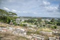 Quiet Chinese cemetery by the hill slope. Royalty Free Stock Photo