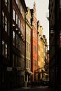 Sunlit Alley in Gamla Stan, Stockholm Royalty Free Stock Photo