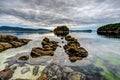 A quiet cove at sunrise in the Gulf Islands off the shores of Vancouver Island Royalty Free Stock Photo