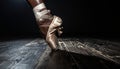 Grace and Strength - A Dancer En Pointe on a Dark Stage Royalty Free Stock Photo