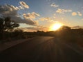 Quiet desert road sunset, Arizona