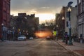 Quiet downtown street at sunrise Royalty Free Stock Photo