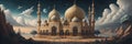 mosque fantasy starry night, islamic holiday ramadan kareem