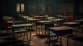 quiet empty classroom desk
