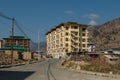 Quiet, empty streets in Thimphu, the small capital city of Bhutan