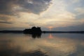 Quiet evening over the lake. The magic of the sunset and the charm of natur e. Beautiful view. Royalty Free Stock Photo