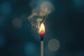 Quiet After the Flame: Match Blown Out. Royalty Free Stock Photo