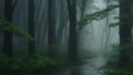 A quiet forest during rain