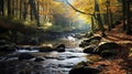 A quiet forest stream in autumn Royalty Free Stock Photo