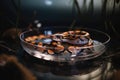 A quiet and gentle snake coiled up in a terrarium - This snake is coiled up in a terrarium or tank, enjoying the warmth and