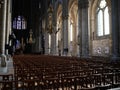 Empty rows of chairs inside Reims Cathedral interior Royalty Free Stock Photo