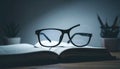 Intellectual Burnout Broken Glasses on a Book Royalty Free Stock Photo