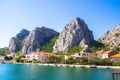 Quiet little town of Omis, Croatia. Scenic view at coastal town Omis, picturesque summer touristic place on Adriatic Sea Royalty Free Stock Photo