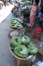 Quiet market stand in yangon Royalty Free Stock Photo