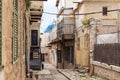 Quiet narrow street in the old part of Safed city in northern Israel Royalty Free Stock Photo