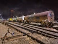 Quiet night scene with railway yard Port of Antwerp, Belgium