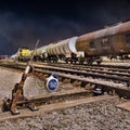 Quiet night scene with railway yard Port of Antwerp, Belgium