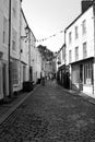 Quiet old town cobbled street in Hexham Royalty Free Stock Photo