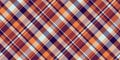 Quiet pattern vector texture, curved tartan textile seamless. Customized check background plaid fabric in orange and light colors Royalty Free Stock Photo