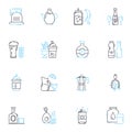 Quiet and peaceful linear icons set. Serene , Tranquil , Calm, Silent , Still , Hushed, Placid line vector and concept