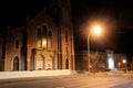 Quiet,peaceful night with lights and plowed roads,mid - Winter,downtown Saratoga Springs,New York,2016