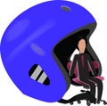 Quiet person sitting under a helmet