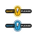 Quiet Please Sign or Label. With microphone, and megaphone icon. Premium caution template vector illustration Royalty Free Stock Photo