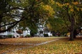 Quiet residential street in October