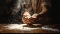Artisan Bakers Hands in a Cloud of Flour Royalty Free Stock Photo