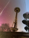 Seattle Space needle reflected in MoPoP