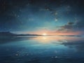 celestial mirror: serenity in a sea of moonlit stars